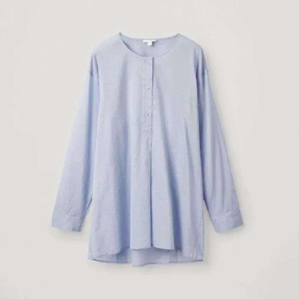 COS Women's XS Light Blue Cotton Blouse Lightweight